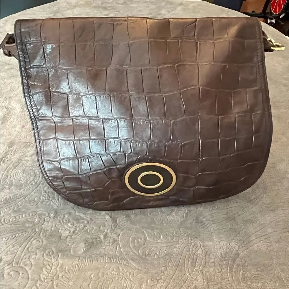 Badgley Mischa large crocodile hobo bag flap/magnetic close